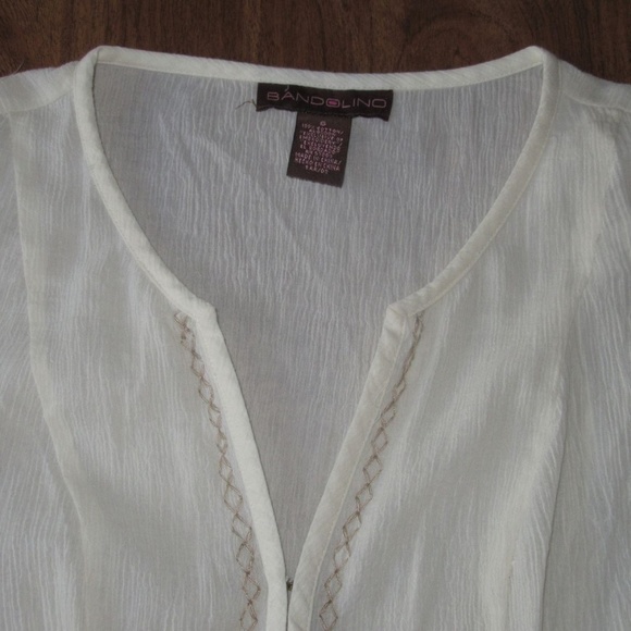 Bandolino 6 Cream Crinkle Shirt  W/ Tie Back NWT - Picture 3 of 6